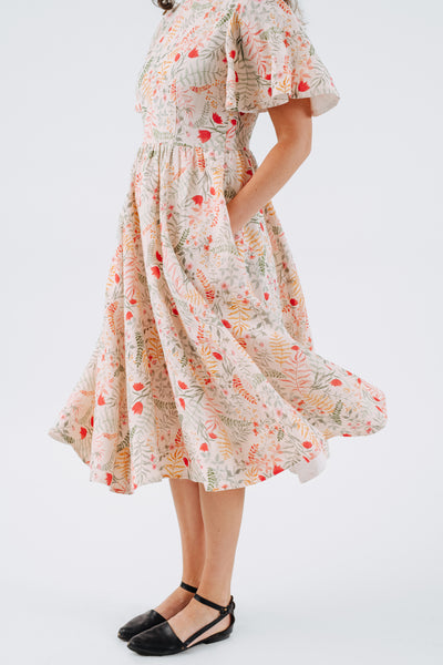 Butterfly Sleeve Dress, Short Sleeve, Whimsical Garden#color_whimsical-garden