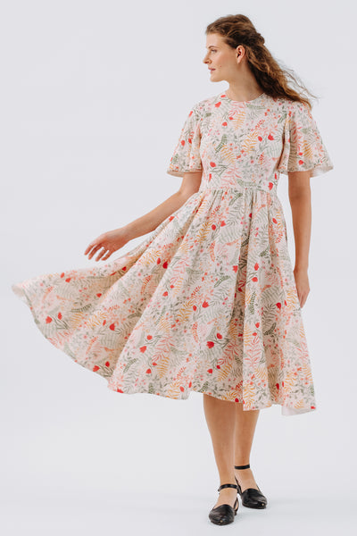 Butterfly Sleeve Dress, Short Sleeve, Whimsical Garden#color_whimsical-garden