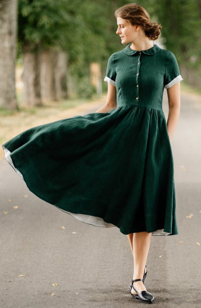 Classic Dress, Short Sleeve, Evergreen#color_evergreen