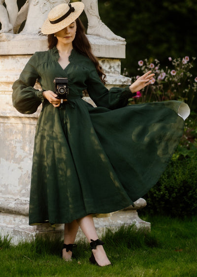 Darcy Dress, Long Sleeve, Evergreen#color_evergreen