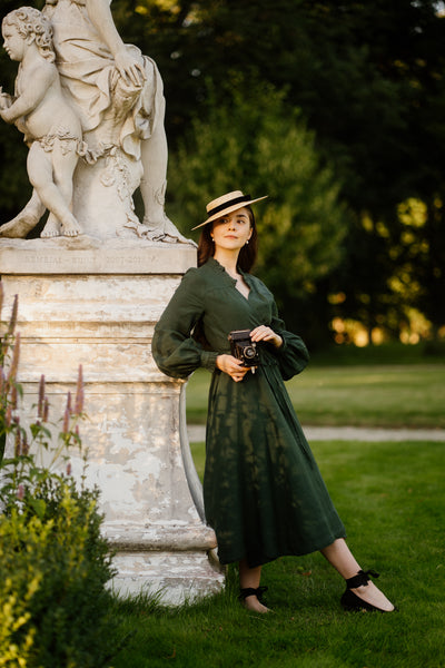 Darcy Dress, Long Sleeve, Evergreen#color_evergreen