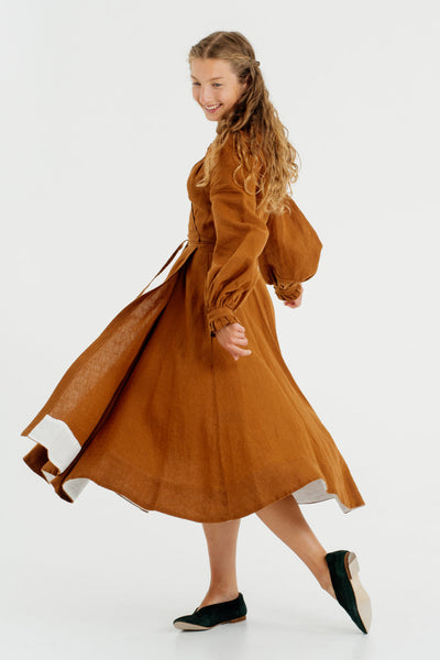 Darcy Dress, Long Sleeve, Warm Brown#color_warm-brown