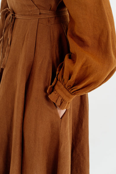 Darcy Dress, Long Sleeve, Warm Brown#color_warm-brown