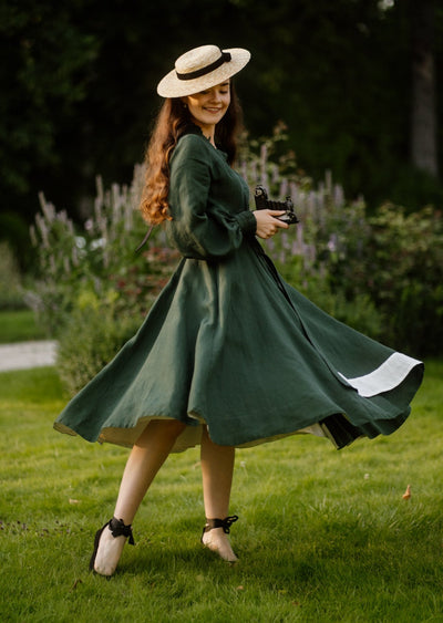 Darcy Dress, Long Sleeve, Evergreen#color_evergreen