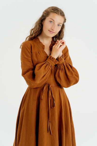 Darcy Dress, Long Sleeve, Warm Brown#color_warm-brown