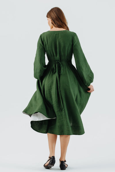 Diane Dress, Long Sleeve, Emerald Green#color_emerald-green
