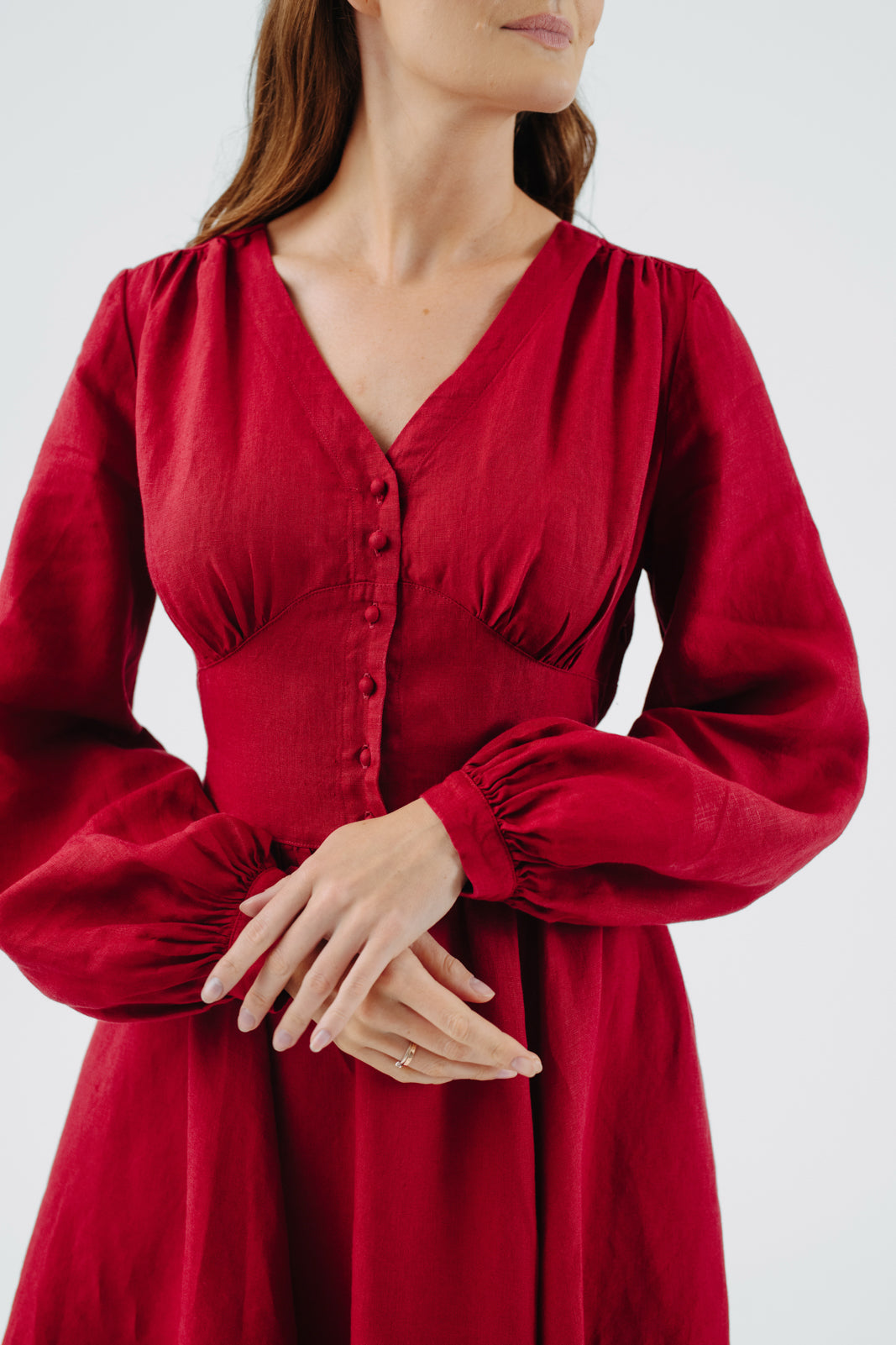 Diane Dress, Long Sleeve, Red Poppy#color_red-poppy