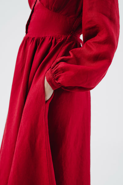 Diane Dress, Long Sleeve, Red Poppy#color_red-poppy