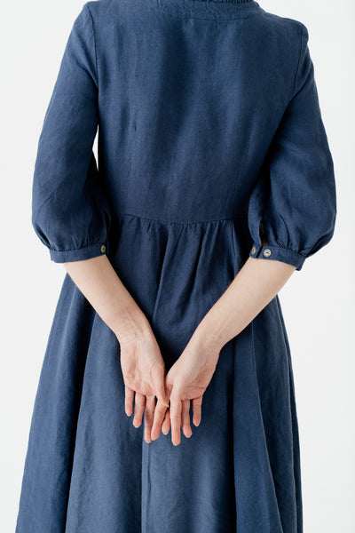 Ophelia Dress, 3/4 Sleeve, Moonlight Blue#color_moonlight-blue