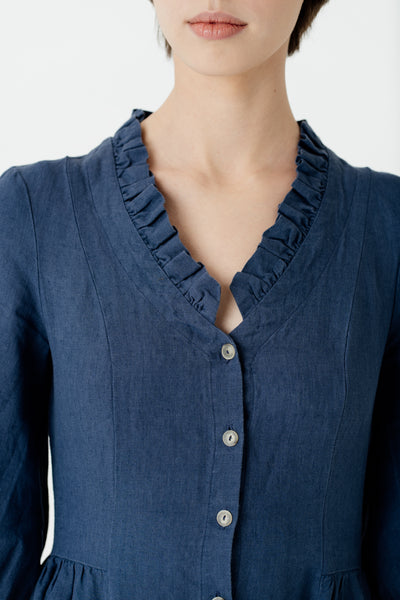 Ophelia Dress, 3/4 Sleeve, Moonlight Blue#color_moonlight-blue