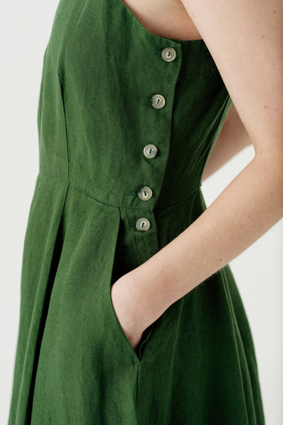 Pinafore Dress, Sleeveless, Emerald Green#color_emerald-green