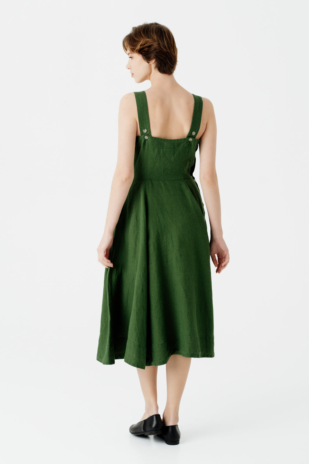Pinafore Dress, Sleeveless, Emerald Green#color_emerald-green