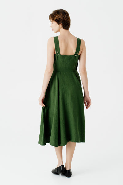 Pinafore Dress, Sleeveless, Emerald Green#color_emerald-green