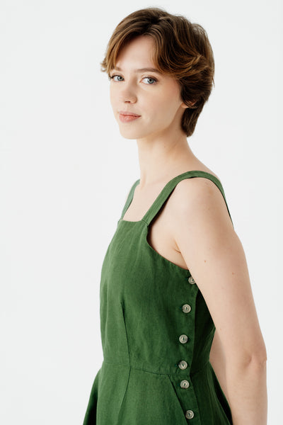 Pinafore Dress, Sleeveless, Emerald Green#color_emerald-green