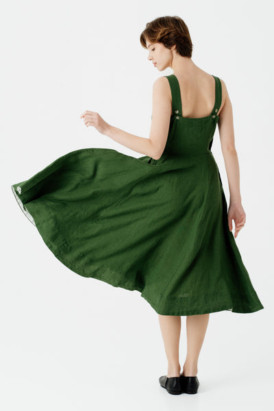 Pinafore Dress, Sleeveless, Emerald Green#color_emerald-green