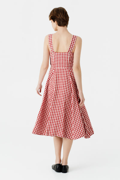 Pinafore Dress, Sleeveless, Red Gingham#color_red-gingham