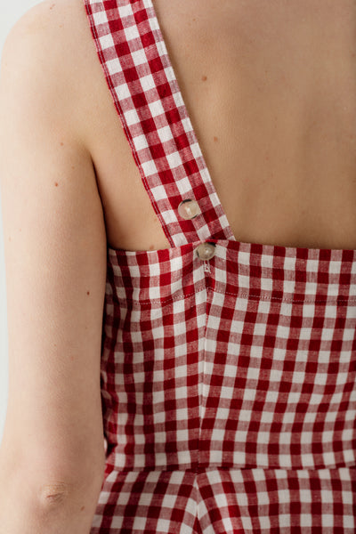 Pinafore Dress, Sleeveless, Red Gingham#color_red-gingham
