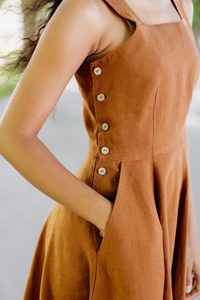 Pinafore Dress, Sleeveless, Warm Brown#color_warm-brown