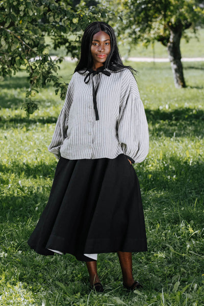 Clementine Shirt, Long Sleeve, Natural Stripe#color_natural-stripe