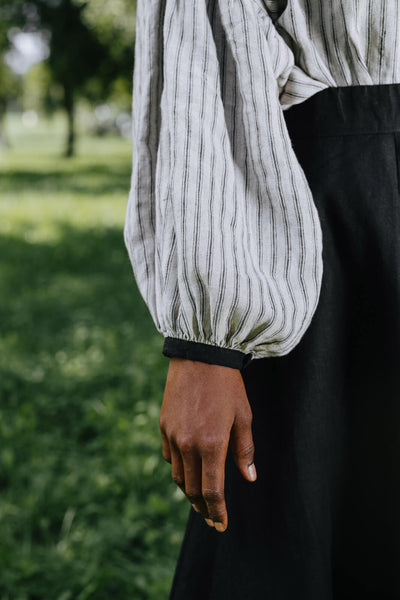 Clementine Shirt, Long Sleeve, Natural Stripe#color_natural-stripe