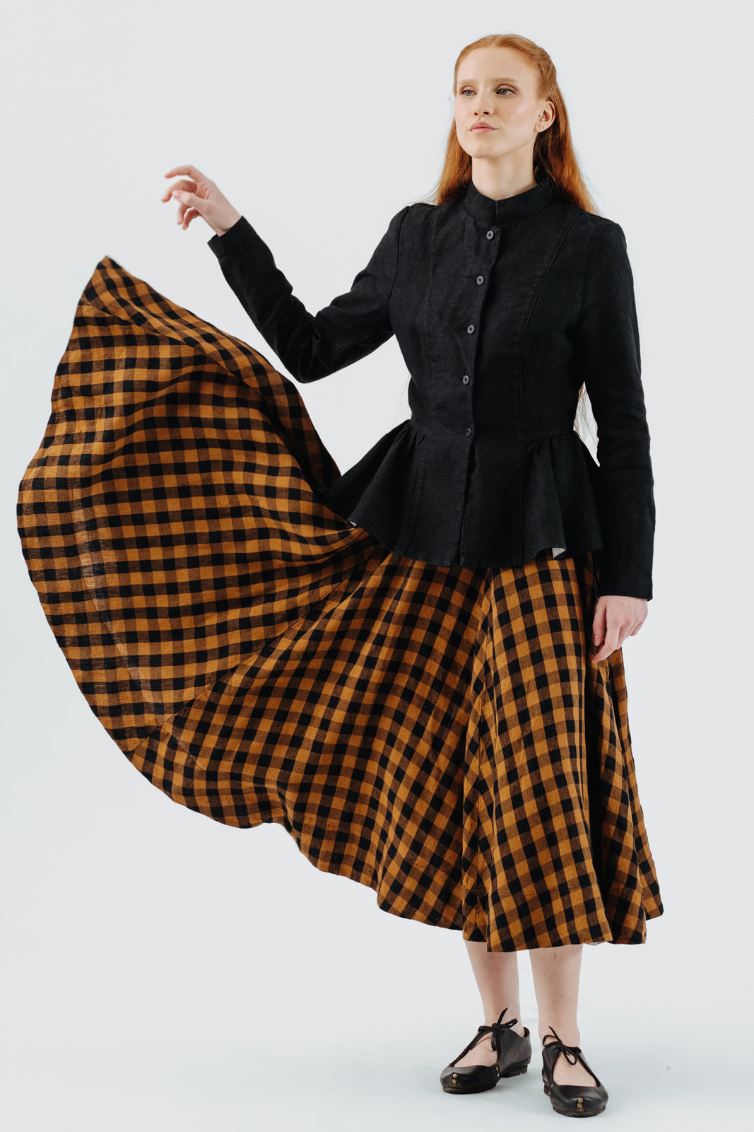 Classic Skirt, Brown Checkers#color_brown-checkers