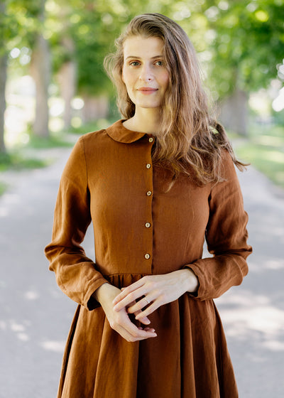 Classic Dress, Long Sleeve, Warm Brown#color_warm-brown