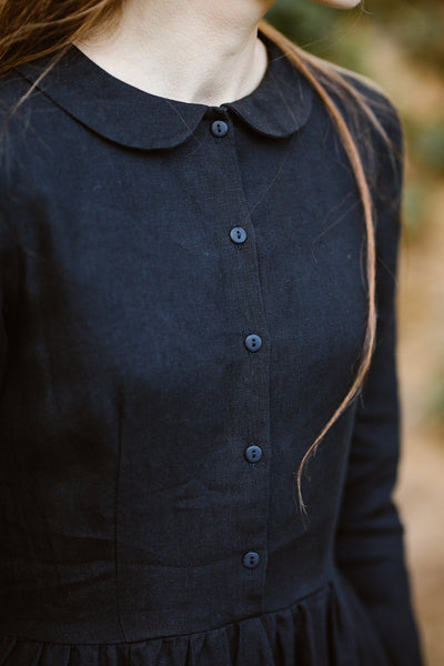 Classic Dress, Long Sleeve, Black Pansy#color_black-pansy