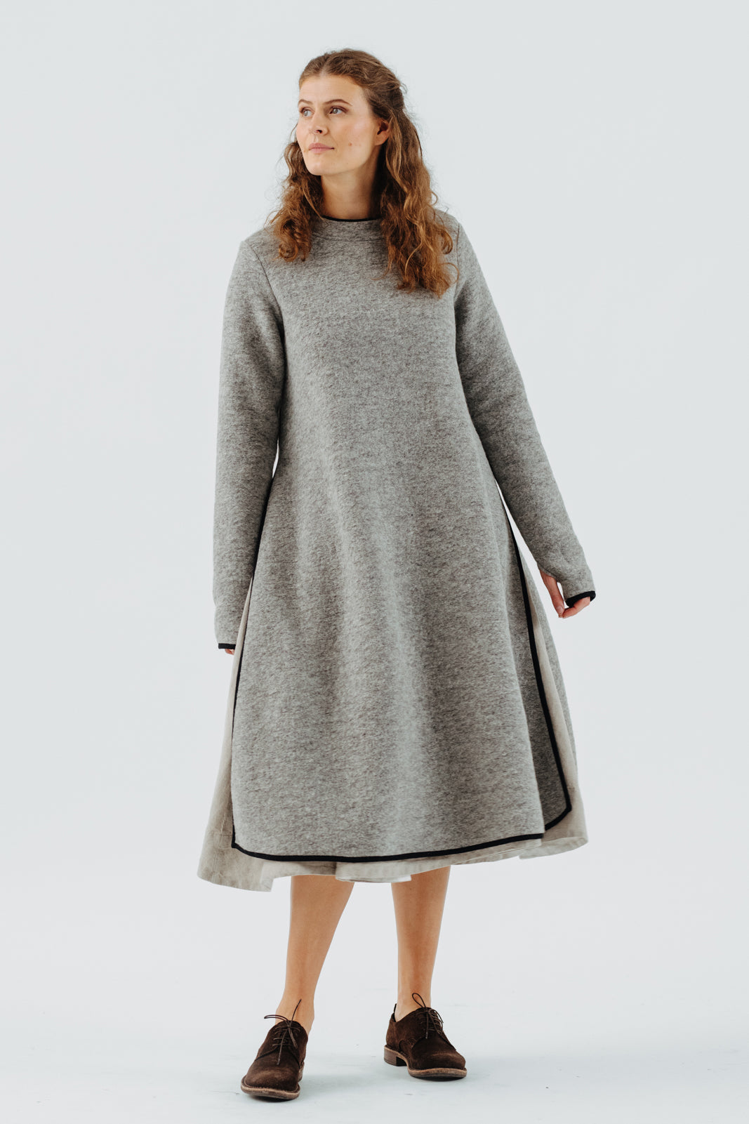 Double Slit Dress, Wool#color_light-grey