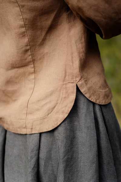 Tailored Sophie Shirt, Long Sleeve, Hemp - Son de Flor#color_camel-brown
