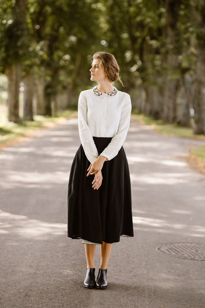 Classic Shirt with Embroidered Garden Collar, Long Sleeve #color_garden