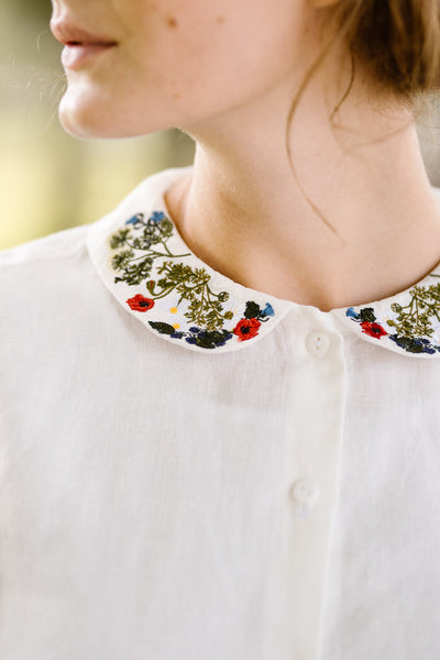 Classic Shirt with Embroidered Garden Collar, Long Sleeve #color_garden