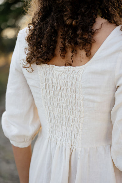 Carmen Dress, 3/4 Sleeve,#color_milky-white