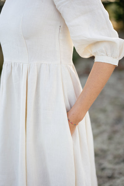Carmen Dress, 3/4 Sleeve,#color_milky-white