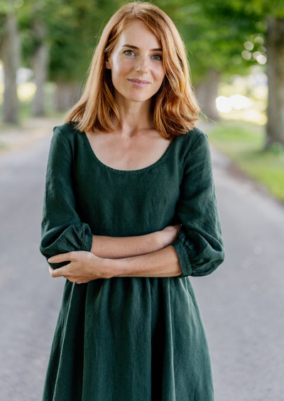 Carmen Dress, 3/4 Sleeve,#color_evergreen