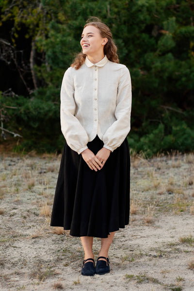 Son de Flor fitted linen shirt#color_milky-white