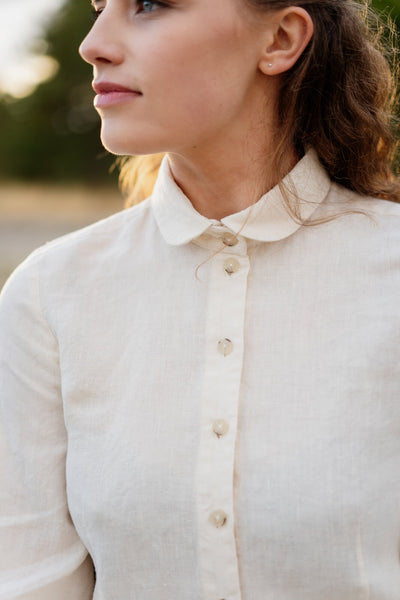 Son de Flor fitted linen shirt#color_milky-white